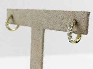 lot 108 image: Pair of Vermeil Hoop Earrings with Blue Stones