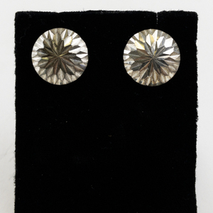 lot 113 image: Pair of Faceted Silver Tone Stud Earrings