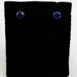 lot 114 image: Pair of Silver Stud Earrings with Lapis Accents