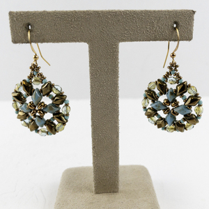 lot 124 image: Beaded Dangle Earrings with Gold and Turquoise Accents