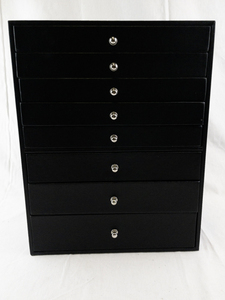 lot 50A image: Black 8-Drawer Jewelry Organizer Storage Box with Assorted Compartments