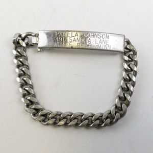 lot 156 image: Nickel Silver ID Bracelet with Engraved Name Plate, 6in Length