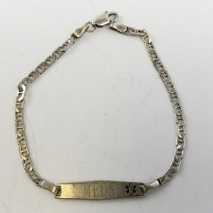lot 157 image: Sterling Silver Medical ID Bracelet 925 Marked 7.5in