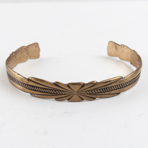 lot 160 image: Solid Copper Cuff Bracelet with Feather Design, 6.5 Inch