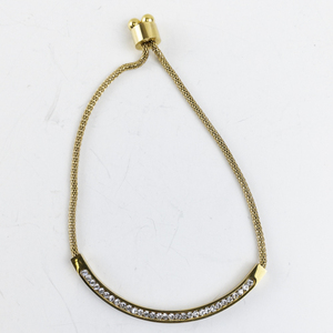 lot 167 image: Gold Tone Stainless Steel Bolo Bracelet with Crystals