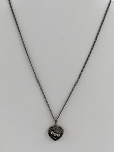 lot 173 image: Sterling Silver Heart Pendant Necklace with Clear Stones, 20in, 3.8g