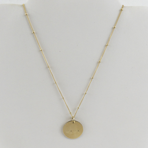 lot 189 image: 18in Gold Tone Mama Disc Pendant Necklace