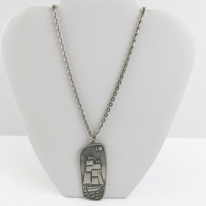 lot 192 image: Pewter Ship Pendant Necklace by Inga Jensen Denmark