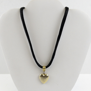 lot 194 image: Black Cord Necklace with Gold Tone Heart Locket Pendant