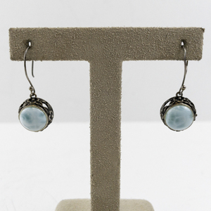 lot 129 image: Sterling Silver Larimar Dangle Earrings