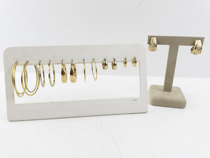 lot 130 image: Collection of Gold Tone Hoop and Huggie Earrings - 7 Pairs