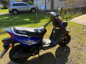 Yamaha Blue Scooter with Rear Rack