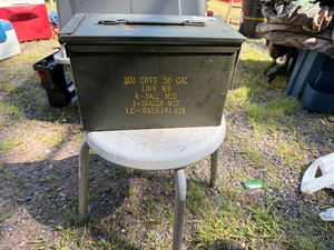 lot 66 image: Vintage Military Ammo Box .50 Cal Cartridge Storage