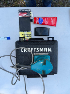 lot 157 image: Craftsman Orbital Sander with Accessories - Sandpaper, Glaze, Block