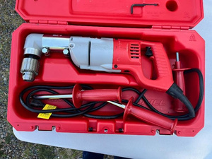 lot 163 image: Milwaukee Corded Heavy-Duty Right Angle Drill with Case