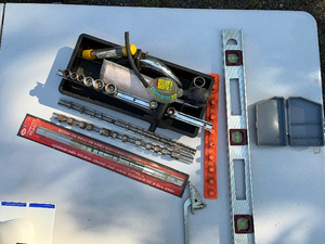lot 170 image: Assorted Hand Tools Set Drill Bits, Spirit Level, Socket Set