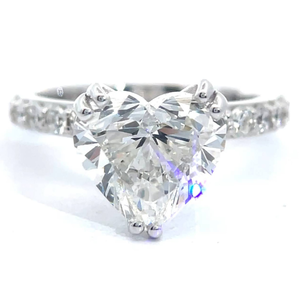 lot 2 image: NEW 5.25 Carat Diamond Heart Pav Ring in 14k White Gold $6,950 Retail VIDEO