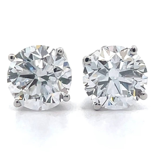 lot 10 image: 2 Carat Diamond Solitaire Stud Earrings in 14k White Gold $2,150 Retail VIDEO