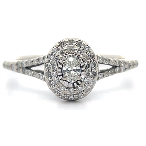 lot 12B image: 0.25 Carat Natural Diamond Double Halo Split Shank Ring in White Gold VIDEO