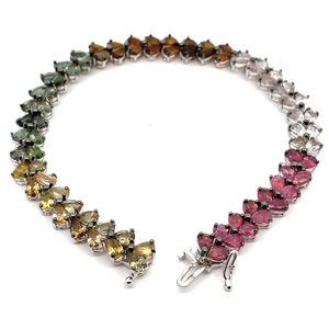 lot 32 image: Rainbow Garnet Heart Cluster Bracelet VIDEO