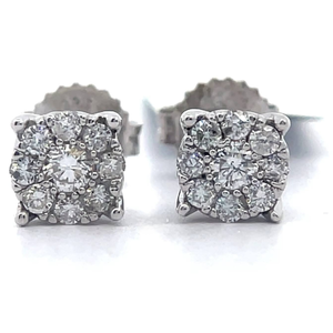 lot 33 image: NEW 0.50 Carat Diamond Round Cluster Stud Earrings VIDEO