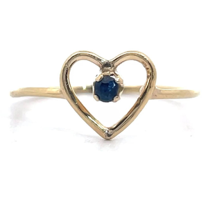 lot 43B image: Heart Halo Sapphire Baby Ring in 14k Yellow Gold VIDEO