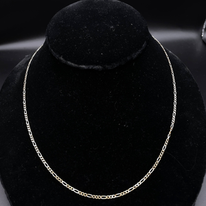 lot 42B image: MADE IN ITALY 2mm Figaro Link Chain Necklace in Yellow Gold