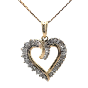 lot 17B image: 2 Carat Natural Diamond Open Heart Ribbon Halo Pendant in Yellow Gold VIDEO