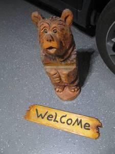 lot 71 image: Hand carved and painted wood Bear O...