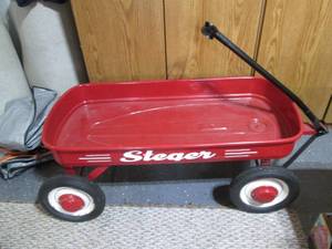 Vintage Red metal Steger wagon with...
