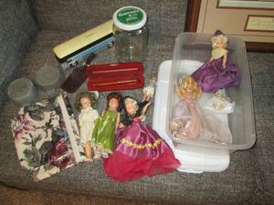 lot 110 image: 2 large lumps of lead, vintage doll...
