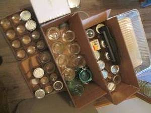 lot 122 image: Canning jars, beverage dispenser an...