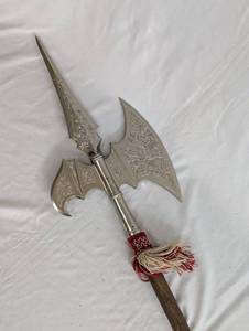 lot 22 image: Decorative Halberd with Engraved Blade