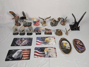 lot 23 image: Collection of Eagle Figurines and Decor