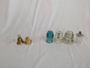 lot 33 image: Collection of Glass and Metal Bells with Insulators