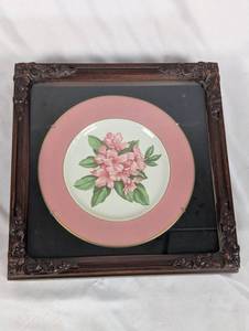 lot 60 image: Framed Floral Plate by Mayer China Co.