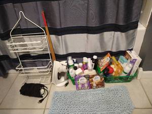 lot 49 image: Bathroom Lot - Shower Accessories, Irons, Etc