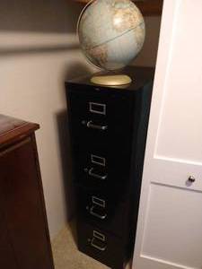 lot 75 image: Globe & File Cabinet