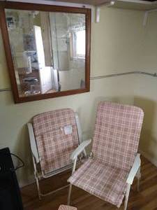 lot 83 image: (2) Folding Lawn Chairs & Mirror