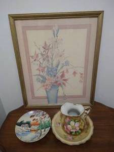 lot 145 image: Decorative Lot - Picture, Plate & Pitcher