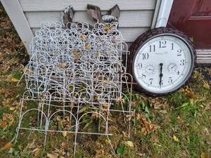 lot 182 image: White Garden Edging & Outdoor Clock