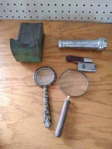 lot 194 image: Misc Lot - Magnifying Glasses, Knife, Etc