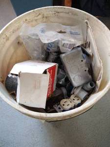 lot 201 image: Bucket of Electrical Parts