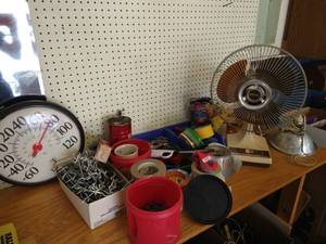 lot 204 image: Huge Garage Lot - Tapes, Fans, Lights, Etc