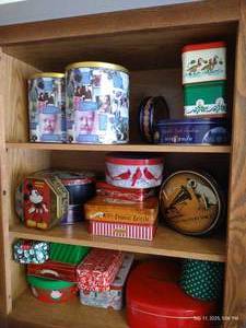 lot 231 image: (3) Shelves of Empty Tins