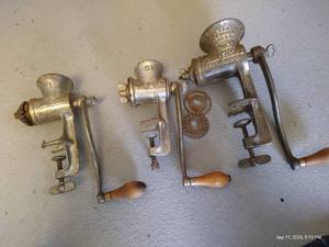 lot 236 image: (3) Vintage MeatFood Grinders