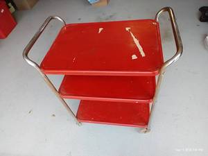 lot 248 image: Rolling Red Metal Cart