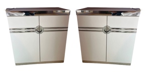Pair of Pierre Cardin Chrome & White Bedside Cabinets