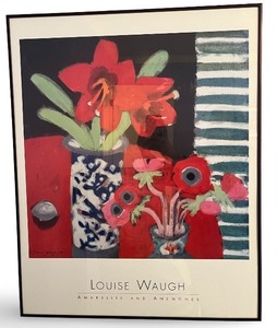 lot 7 image: Louise Waugh Signed Amaryllis and Anemones Framed Art Print