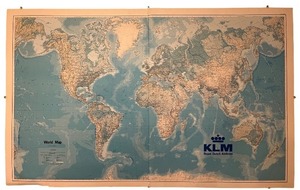 lot 24 image: Vintage KLM Royal Dutch Airlines World Map Physical Edition by KummerlyFrey